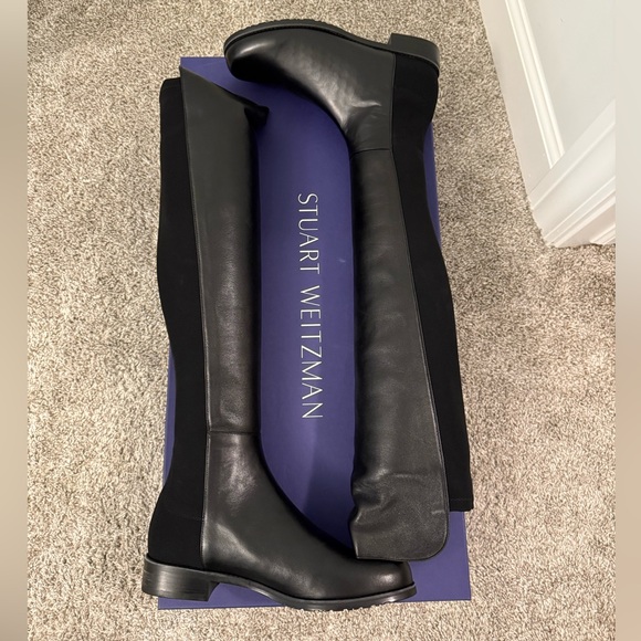 Stuart Weitzman Black Leather Over-the-Knee Boots - Picture 1 of 6